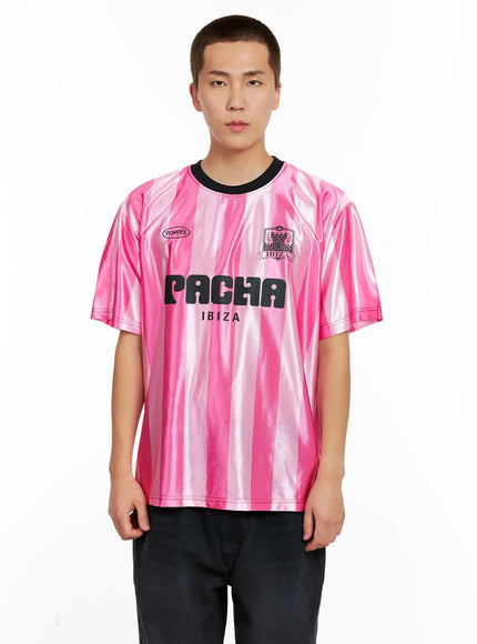 mens-sporty-ibiza-striped-tee-ig511 / Pink