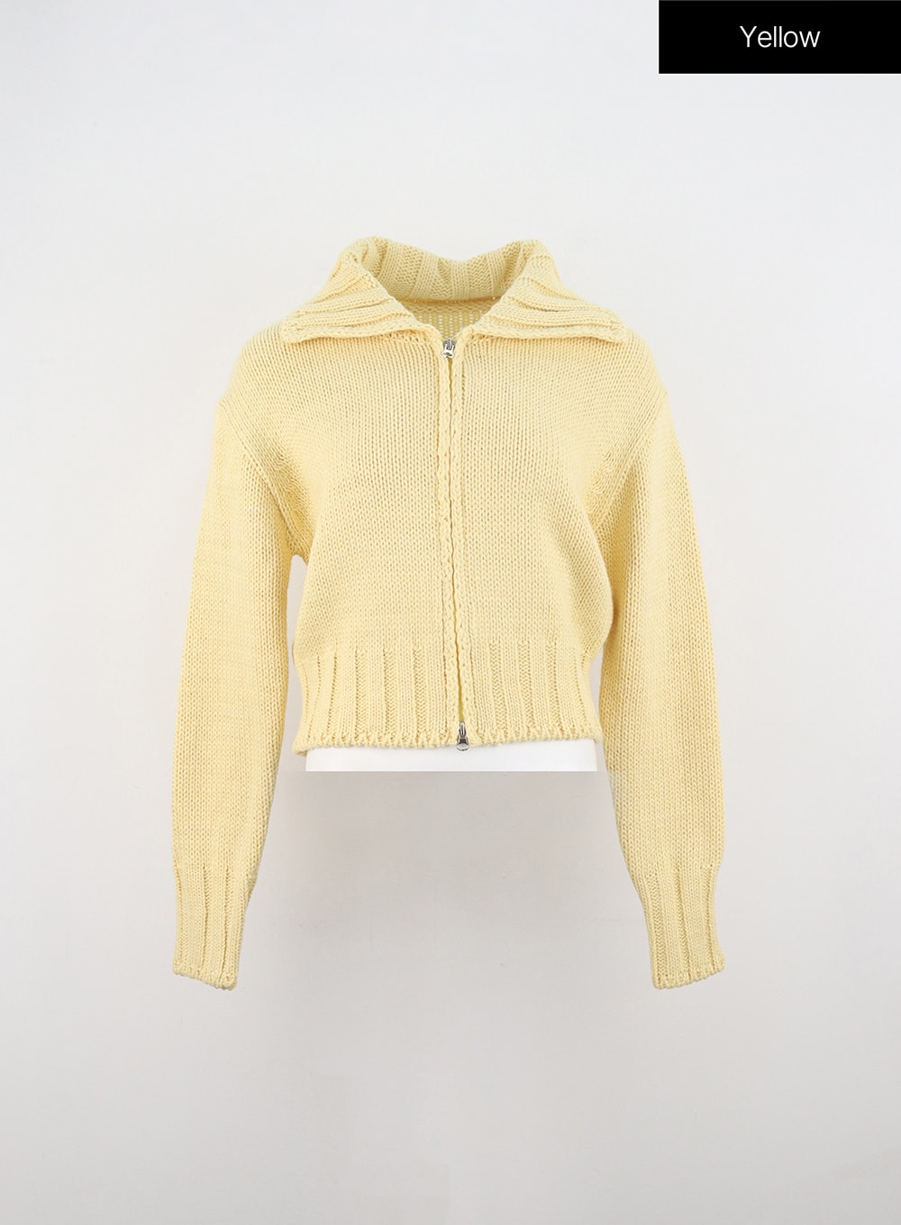 oversized-zip-up-knit-sweater-in330 / Yellow