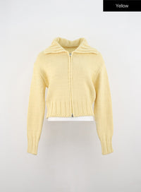 oversized-zip-up-knit-sweater-in330 / Yellow