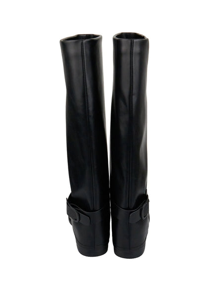 buckle-solid-faux-leather-knee-high-boots-ig405