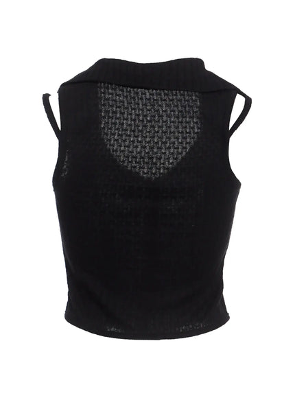 waffle-collar-sleeveless-top-ic503