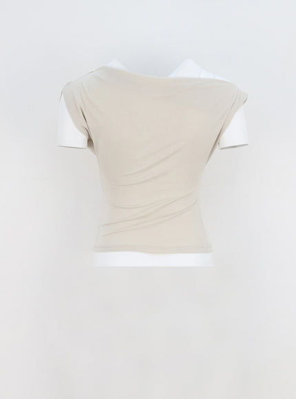 Cowl Neck Off-Shoulder Tee IA325