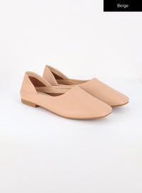 faux-leather-flat-shoes-io311 / Beige