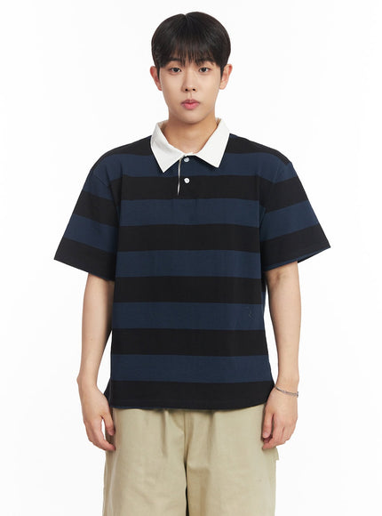 mens-striped-polo-tee-ia529 / Black