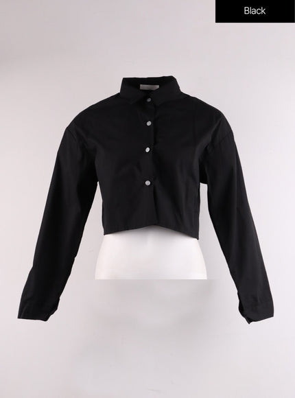 basic-crop-collar-shirt-if402 / Black