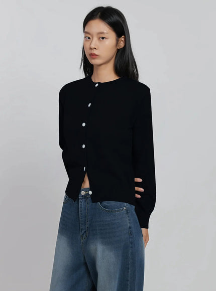 soft-button-up-cardigan-id516 / Black