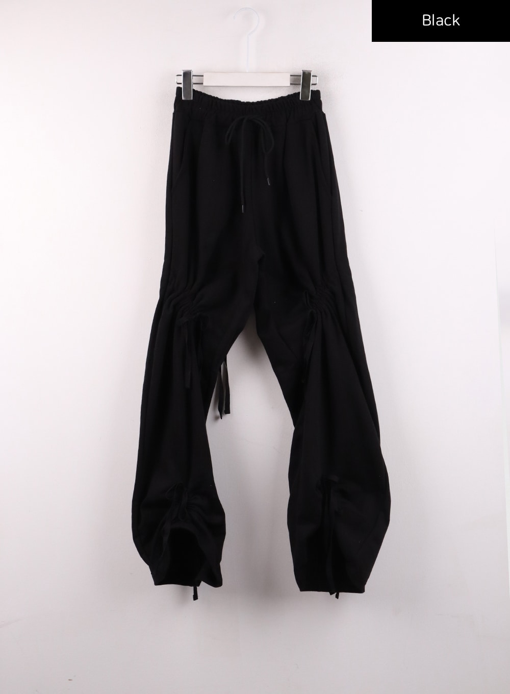 drawstring-ribbon-detail-sweatpants-ij430 / Black