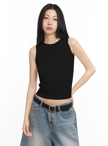 sleek-sleeveless-crop-top-iy529 / Black