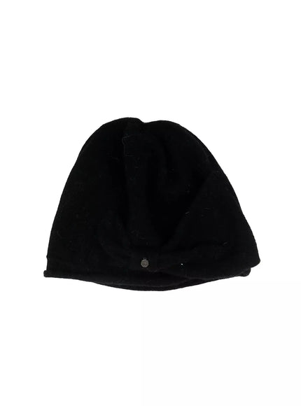cozy-knit-side-ribbon-beanie-id526 / Black