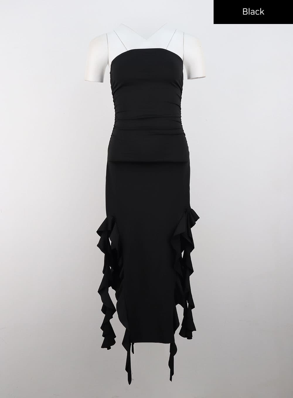 long-ruffled-dress-io310 / Black