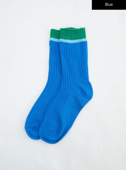 color-block-knit-socks-in316 / Blue