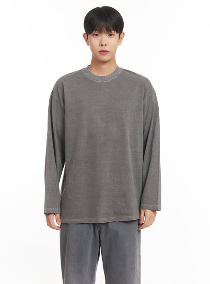 mens-washed-long-sleeve-t-shirt-im527 / Dark gray