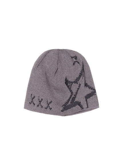 retro-star-knit-beanie-ca513 / Gray