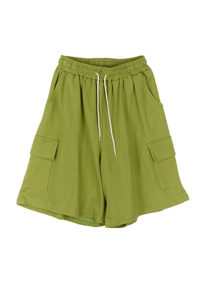men-s-cargo-comfort-wide-leg-sweatshorts-iy529 / Light green
