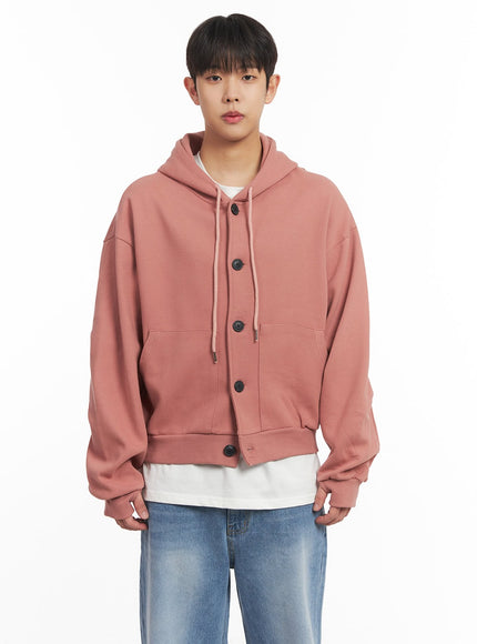 mens-buttoned-hoodie-im517 / Pink