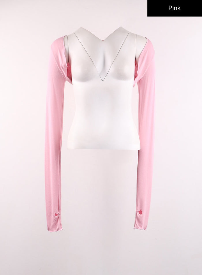 collarless-long-sleeve-shrug-ij430 / Pink