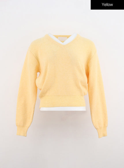 v-neck-sweater-io320 / Yellow