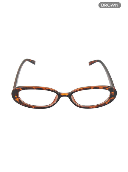 slim-oval-solid-glasses-is402 / Brown