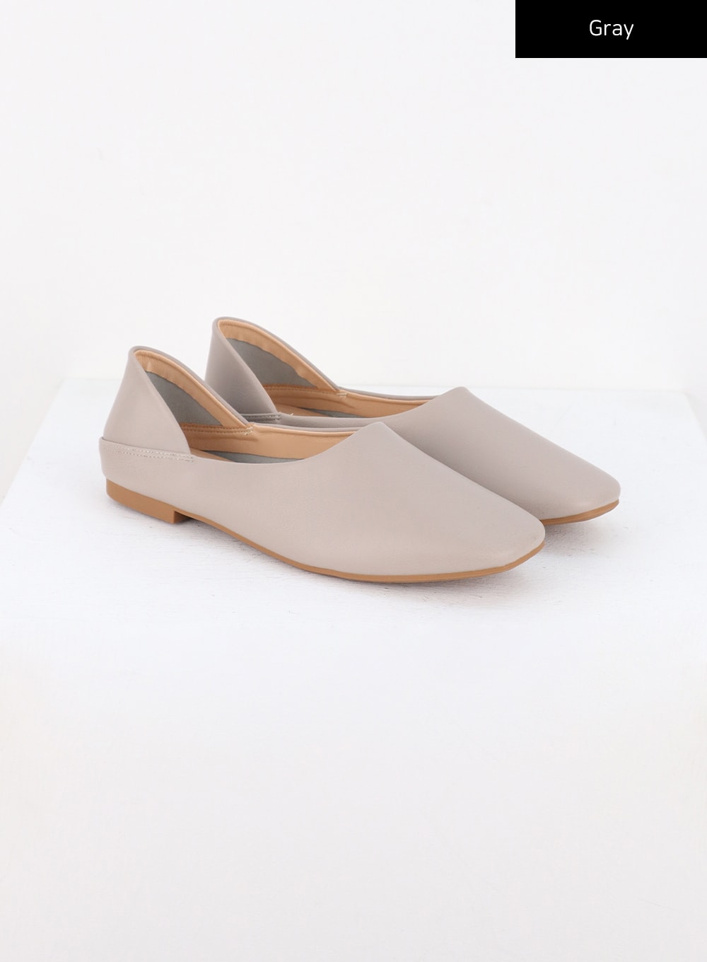 faux-leather-flat-shoes-io311 / Gray