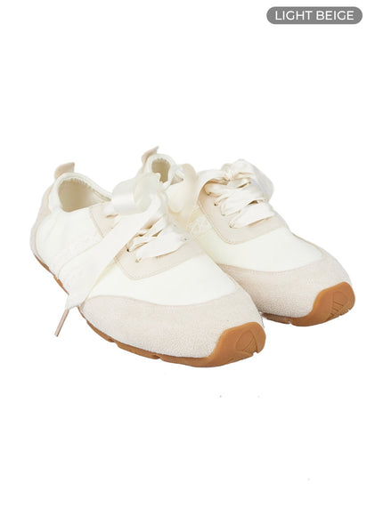 balletcore-ribbon-lace-sneakers-is402 / Light beige