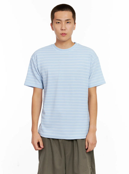 mens-striped-relaxed-fit-tee-ig511 / Light blue
