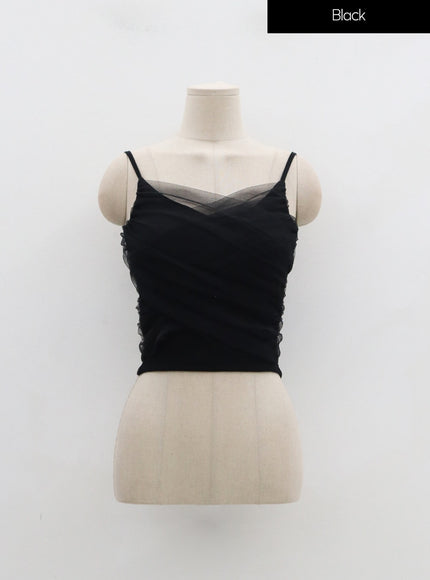 Mesh Detail Crop Sleeveless Top IN25