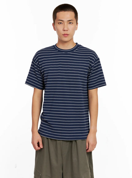 mens-striped-relaxed-fit-tee-ig511 / Dark blue