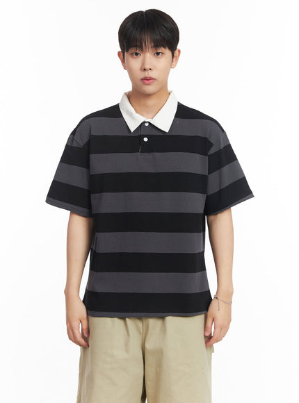 mens-striped-polo-tee-ia529 / Dark gray