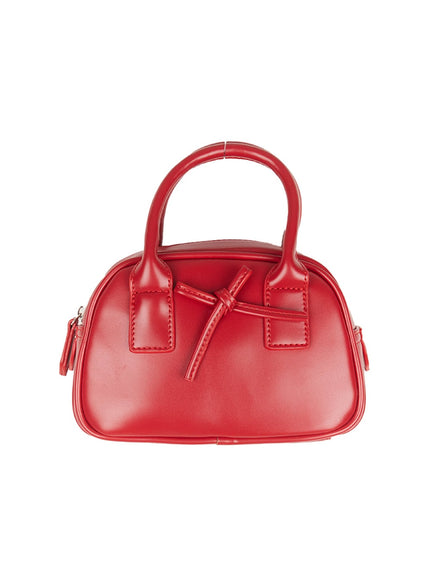 ribbon-detail-faux-leather-tote-im513 / Red