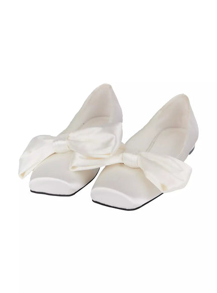 satin-bow-ballet-flats-im502 / White