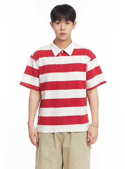mens-striped-polo-tee-ia529 / Red