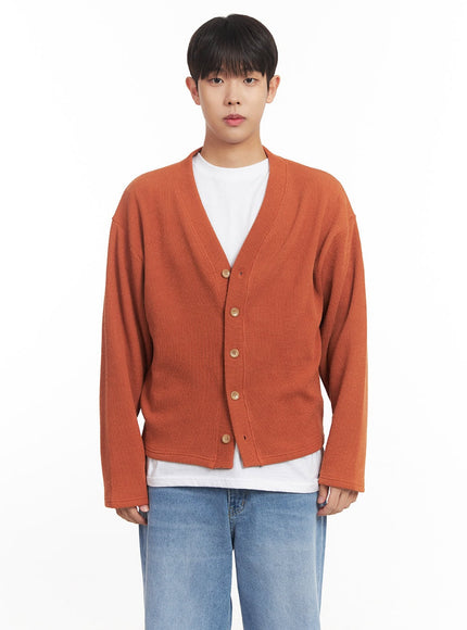 mens-v-neck-buttoned-cardigan-im527 / Orange
