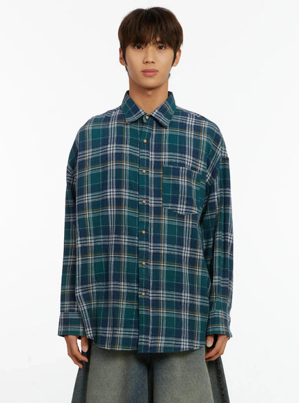 Men's Oversized Plaid Shirt ID524