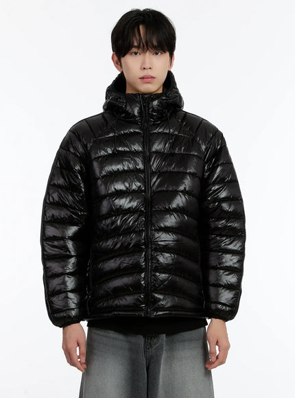 mens-lightweight-hooded-puffer-jacket-id502 / Black