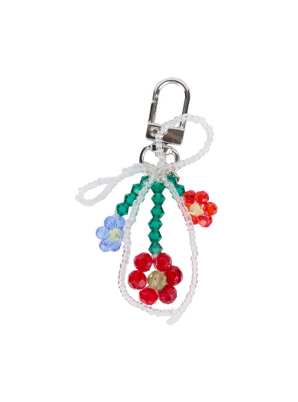red-flower-ribbon-keychain-is516 / Red