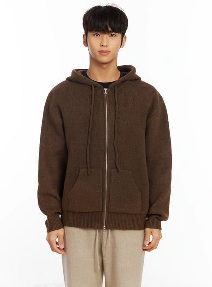 men-s-two-way-knit-zip-up-hoodie-if504 / Brown