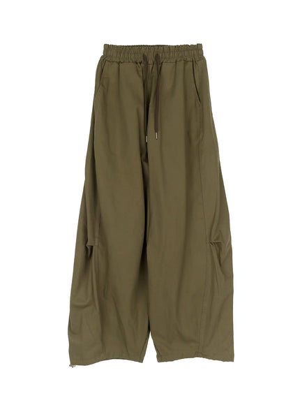 mens-wide-leg-cotton-pants-ia507 / Dark green