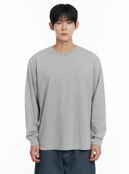 mens-ribbed-cuff-long-sleeve-shirt-if517 / Gray