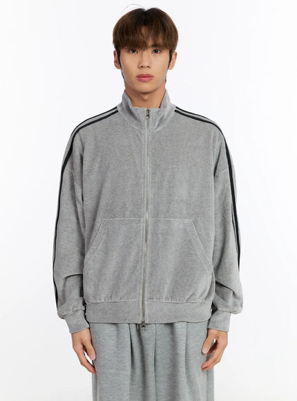 mens-striped-track-jacket-in528 / Gray