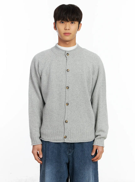 men-s-lambswool-knit-cardigan-if504 / Gray
