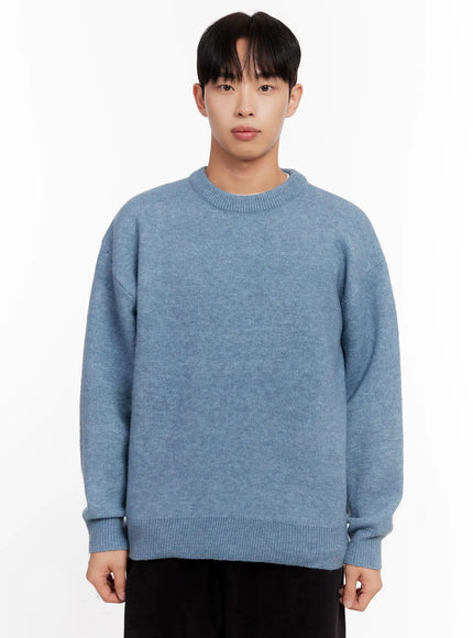 mens-round-neck-sweater-io528 / Light blue