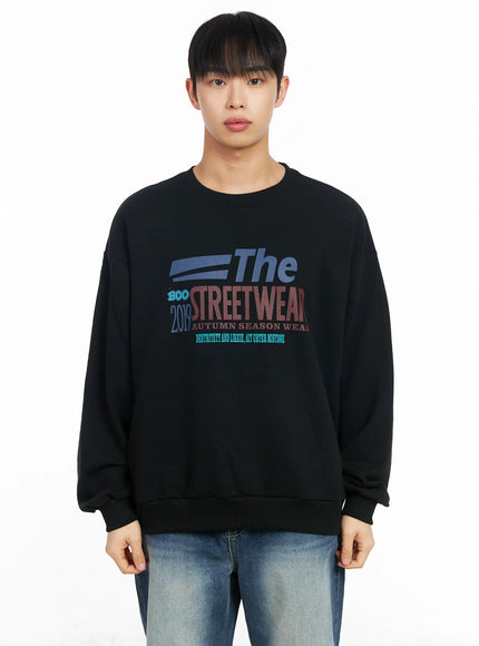 mens-casual-graphic-crewneck-sweatshirt-im511 / Black