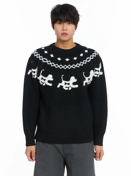 mens-winter-graphic-wool-knit-ij512 / Black