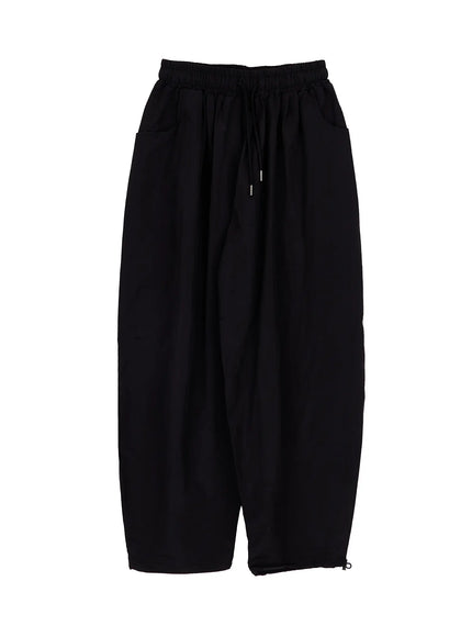 mens-nylon-embroidered-logo-pocket-pants-ia502 / Black