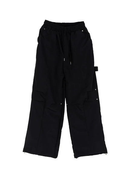 mens-rivet-detail-cargo-pants-im503 / Black