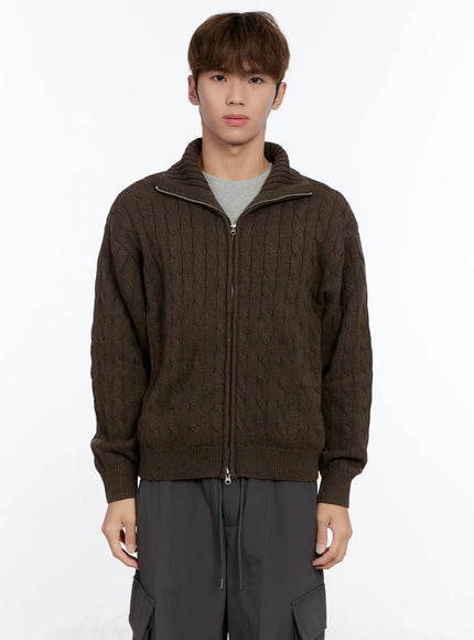 mens-cable-zip-up-sweater-in512 / Brown