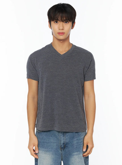 mens-basic-v-neck-t-shirt-iy529 / Dark gray