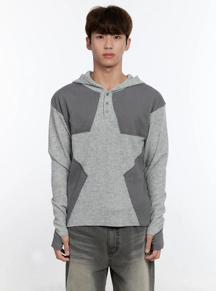 mens-henley-hooded-sweater-is530 / Gray