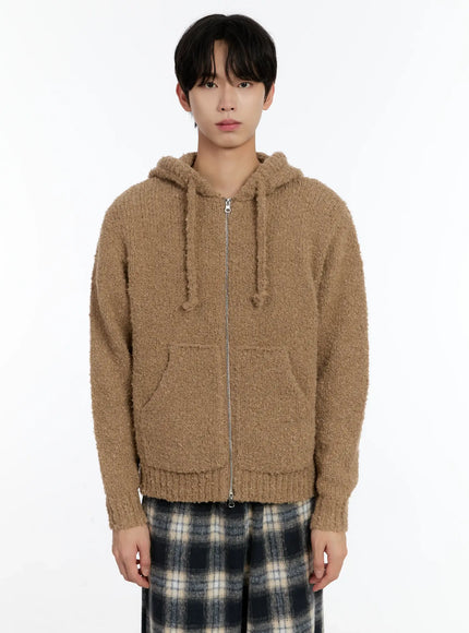 mens-boucle-knit-zip-up-hoodie-id502 / Beige
