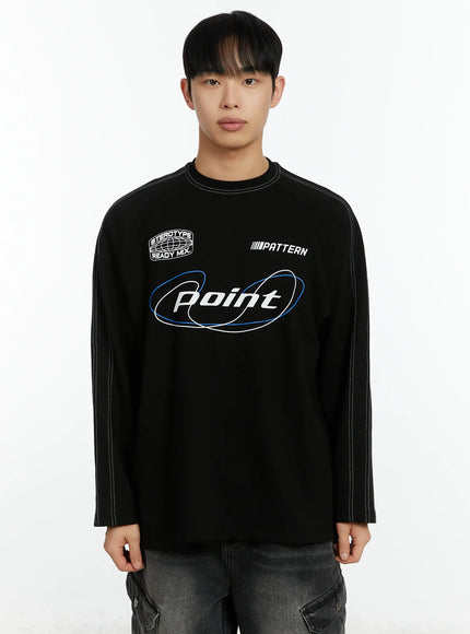 mens-casual-streetwear-long-sleeve-tee-if510 / Black